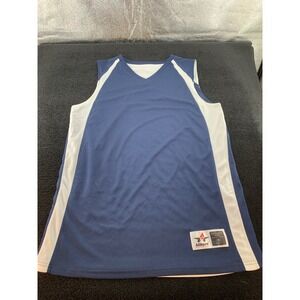 Alleson Athletic Adult M Blue White V ‎ Sleeveless Jersey Basketball reversible